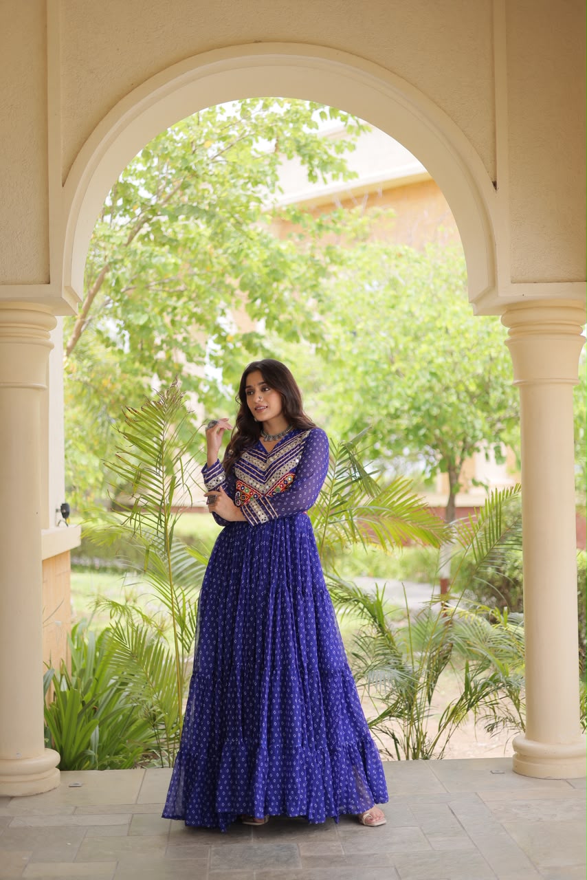Bandhani Kutchi Patchwork Gown