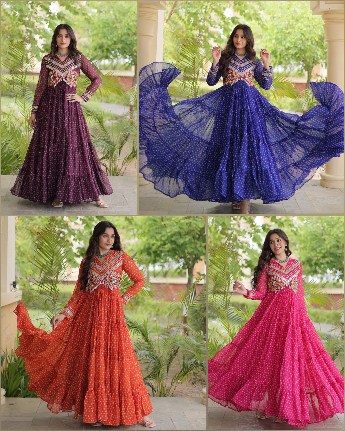 Bandhani Kutchi Patchwork Gown