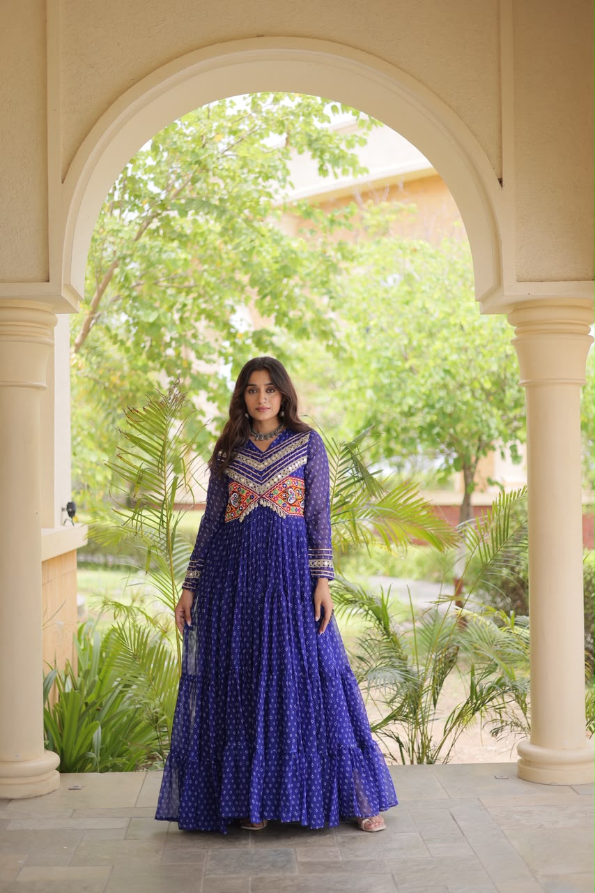Bandhani Kutchi Patchwork Gown