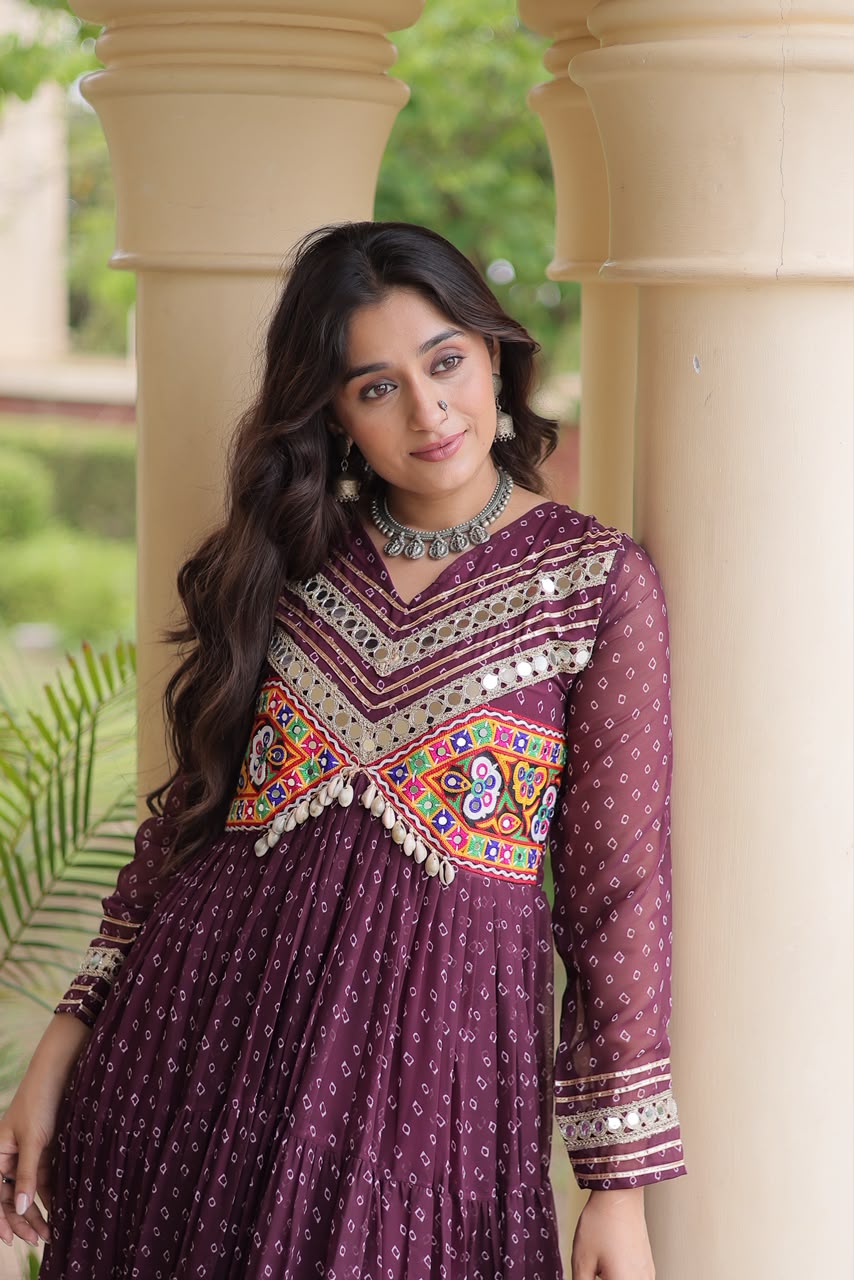 Bandhani Kutchi Patchwork Gown