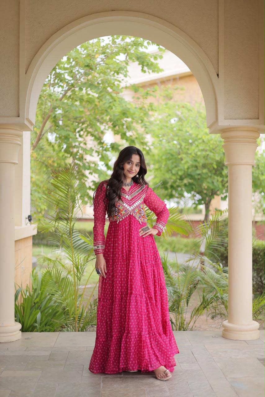Bandhani Kutchi Patchwork Gown