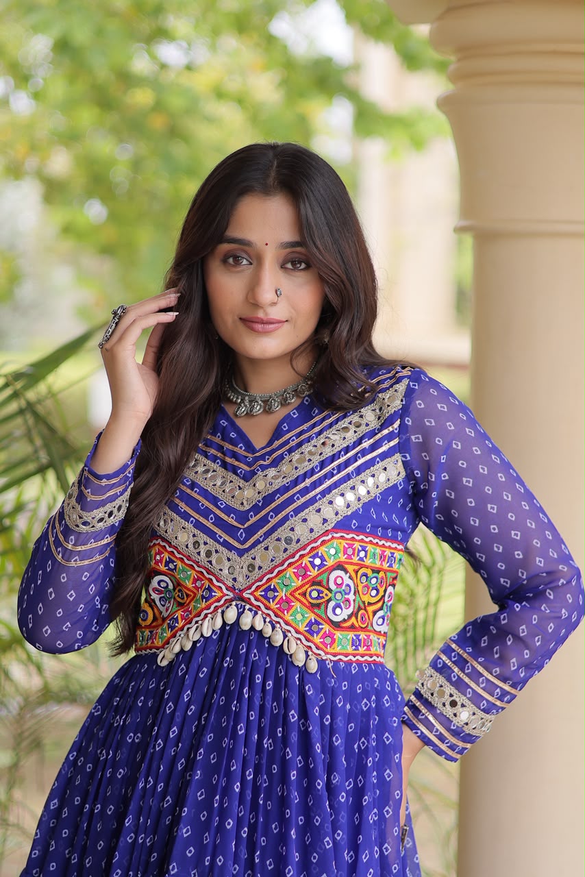 Bandhani Kutchi Patchwork Gown