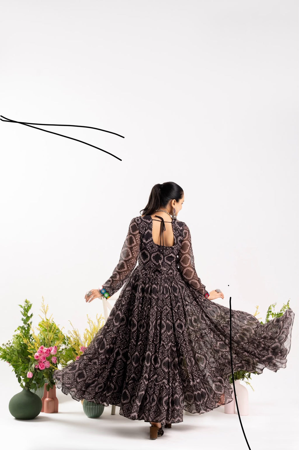 Bandhej Mirror Work Gown