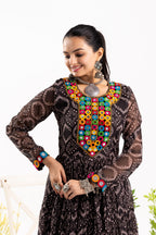 Bandhej Mirror Work Gown