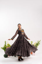 Bandhej Mirror Work Gown