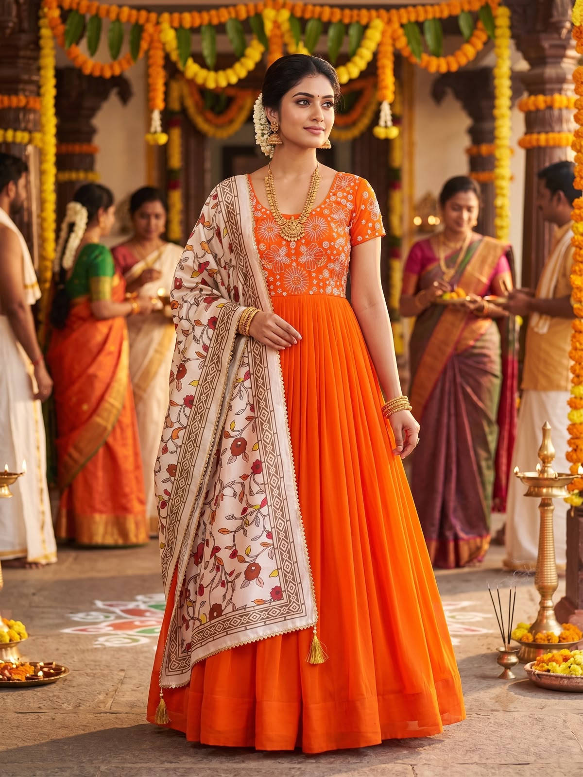 Maggam Work Gown with Dupatta
