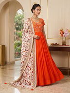 Maggam Work Gown with Dupatta