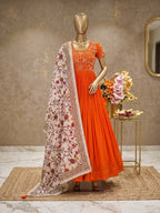 Maggam Work Gown with Dupatta