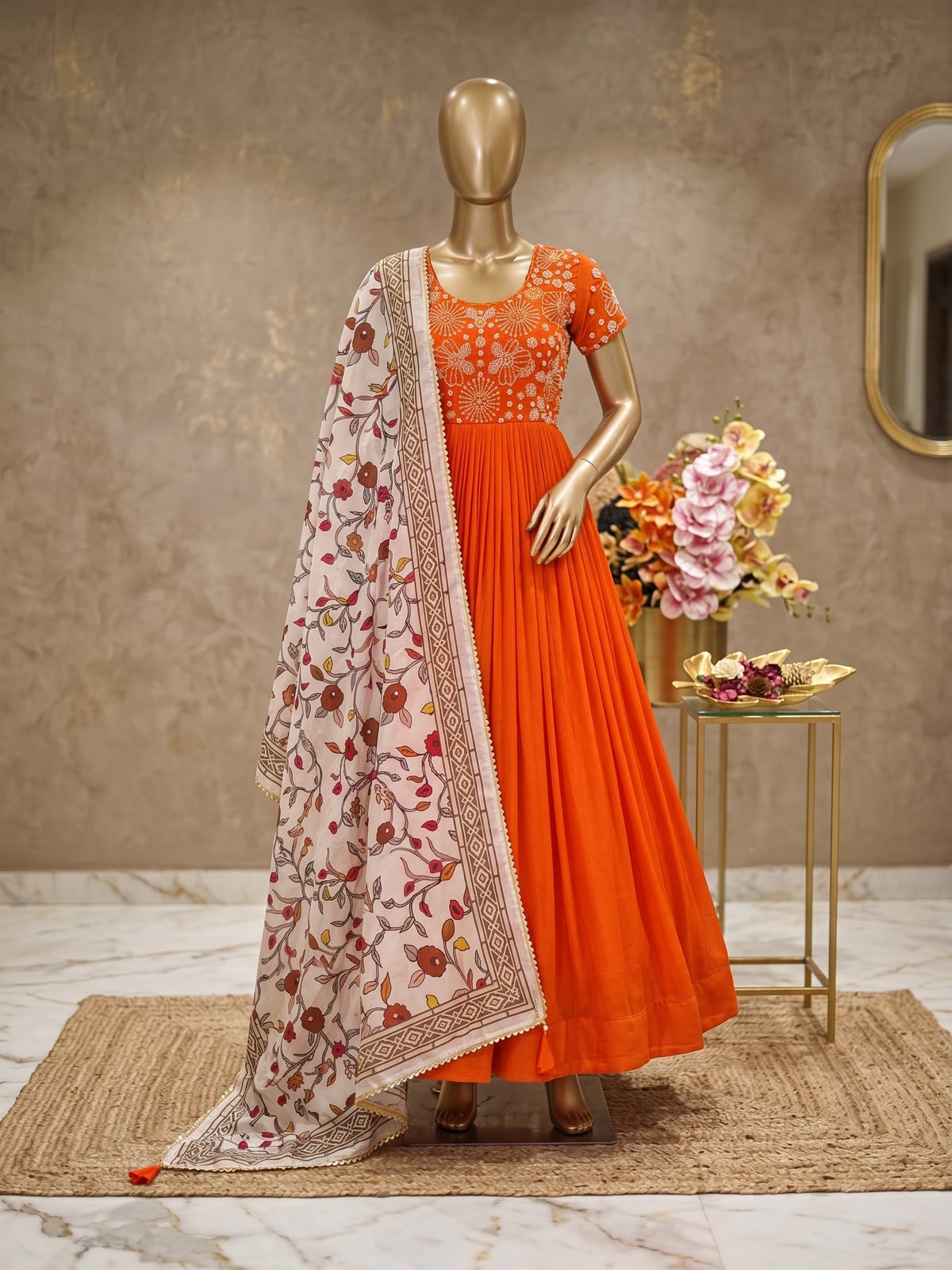 Maggam Work Gown with Dupatta