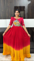 Radhe Krishna Maggam Work Gown