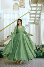 Foil Work Gown with Pant Set