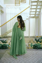 Foil Work Gown with Pant Set