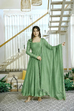 Foil Work Gown with Pant Set
