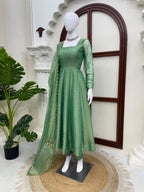 Foil Work Gown with Pant Set