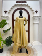 Foil Work Gown with Pant Set