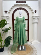 Foil Work Gown with Pant Set