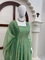 Foil Work Gown with Pant Set