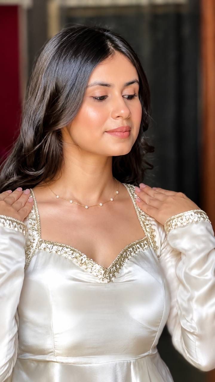 Upada Silk Embroidered Gown Set