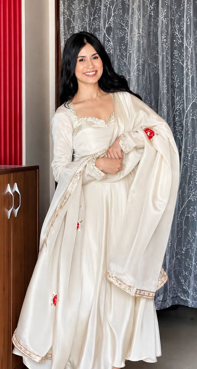 Upada Silk Embroidered Gown Set