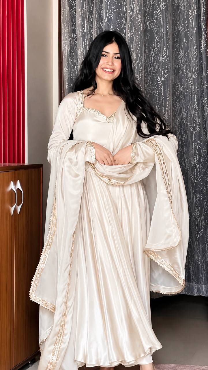 Upada Silk Embroidered Gown Set