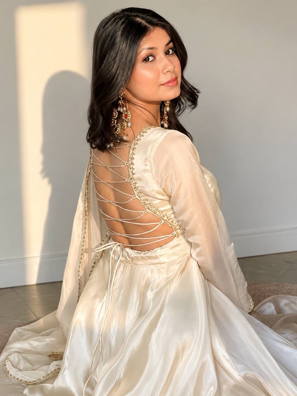Upada Silk Embroidered Gown Set