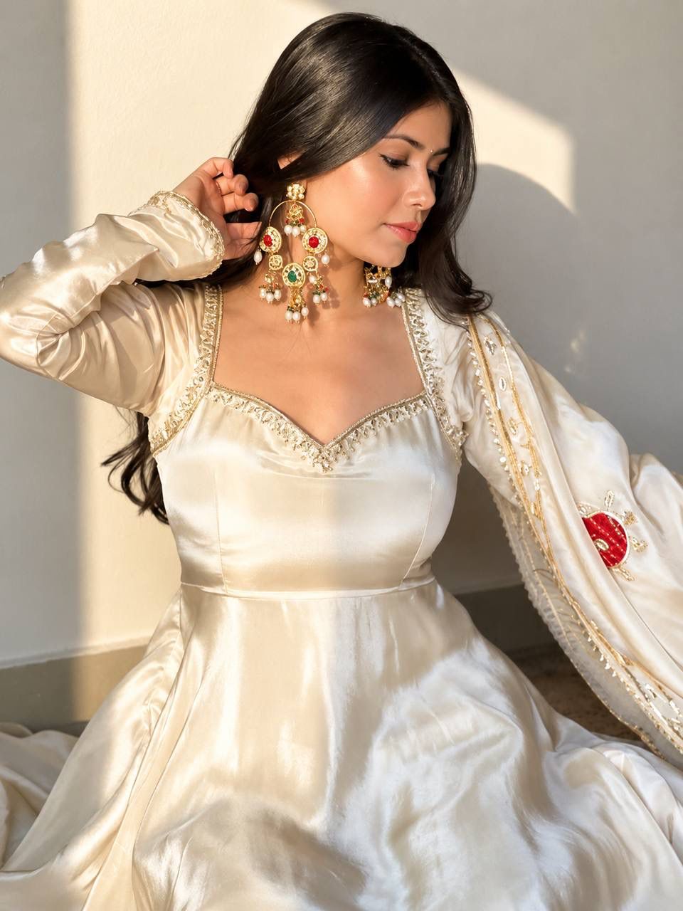 Upada Silk Embroidered Gown Set