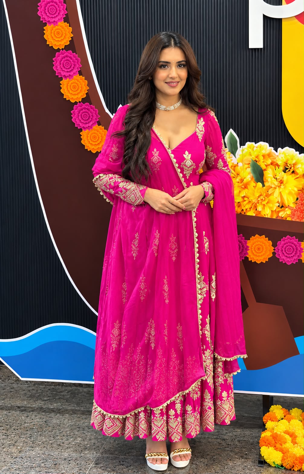 Georgette Sequin Embroidered Gown Set