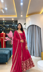 Crunchy Silk Embroidered Gown Set