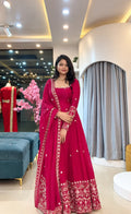 Crunchy Silk Embroidered Gown Set