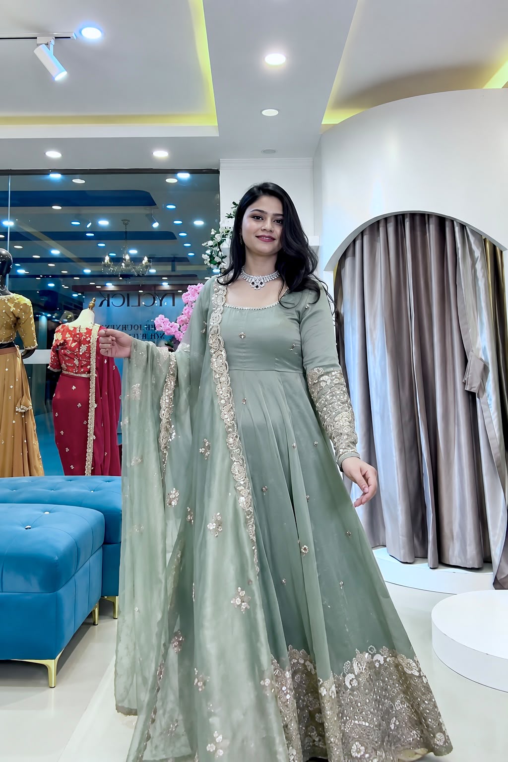 Crunchy Silk Heavy Work Gown Set