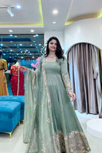 Crunchy Silk Heavy Work Gown Set