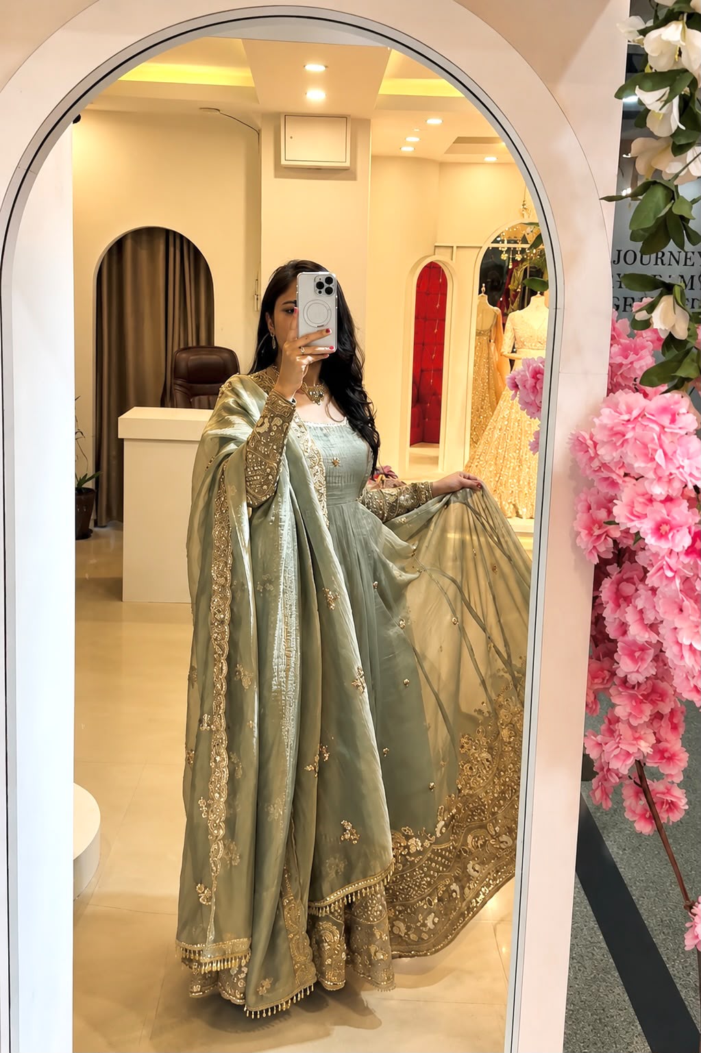 Crunchy Silk Heavy Work Gown Set