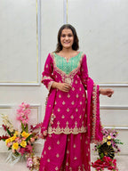 Designer Chinon Silk Sharara Suit