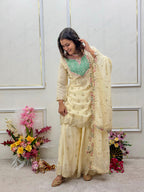 Designer Chinon Silk Sharara Suit