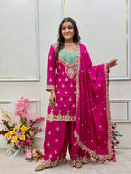 Designer Chinon Silk Sharara Suit