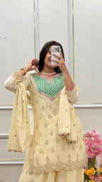 Designer Chinon Silk Sharara Suit