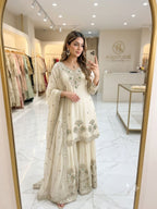 Satin Silk Embroidered Sharara Set
