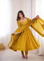 Elegant Roman Silk Anarkali Set
