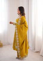 Elegant Roman Silk Anarkali Set