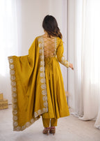 Elegant Roman Silk Anarkali Set