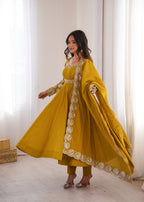 Elegant Roman Silk Anarkali Set