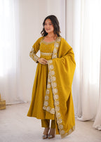 Elegant Roman Silk Anarkali Set