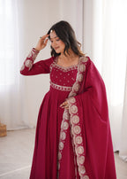 Karwa Chauth Embroidered Anarkali Set