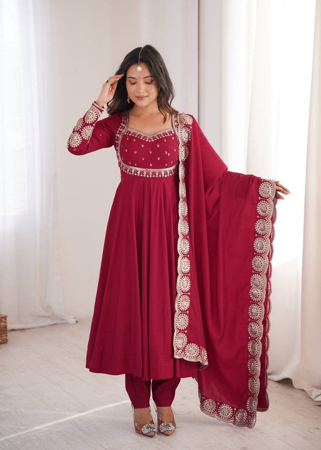 Karwa Chauth Embroidered Anarkali Set