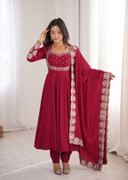 Karwa Chauth Embroidered Anarkali Set