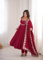 Karwa Chauth Embroidered Anarkali Set