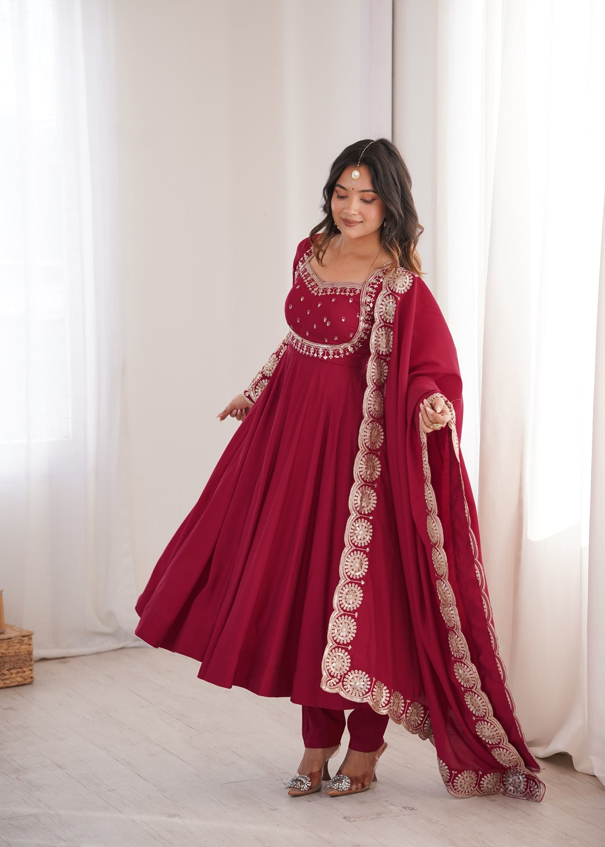 Karwa Chauth Embroidered Anarkali Set