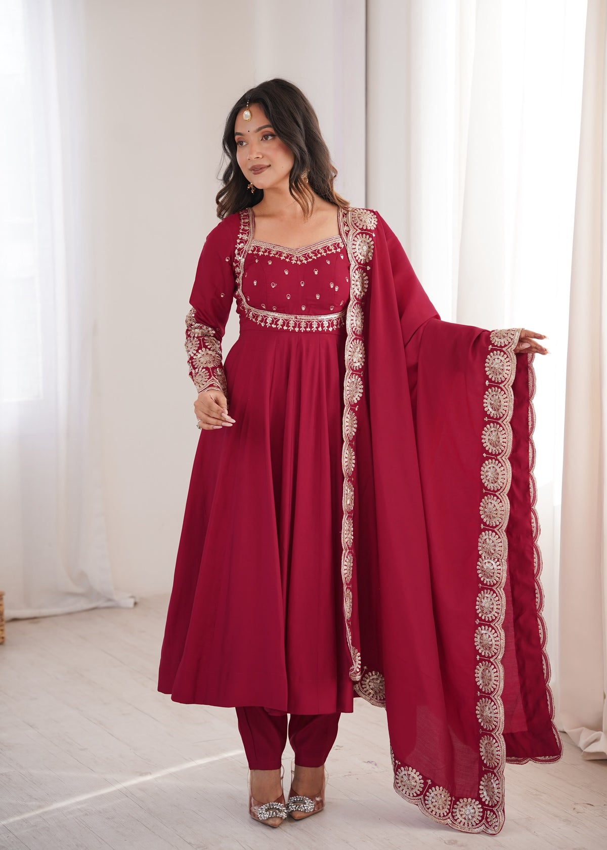 Karwa Chauth Embroidered Anarkali Set