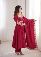 Karwa Chauth Embroidered Anarkali Set