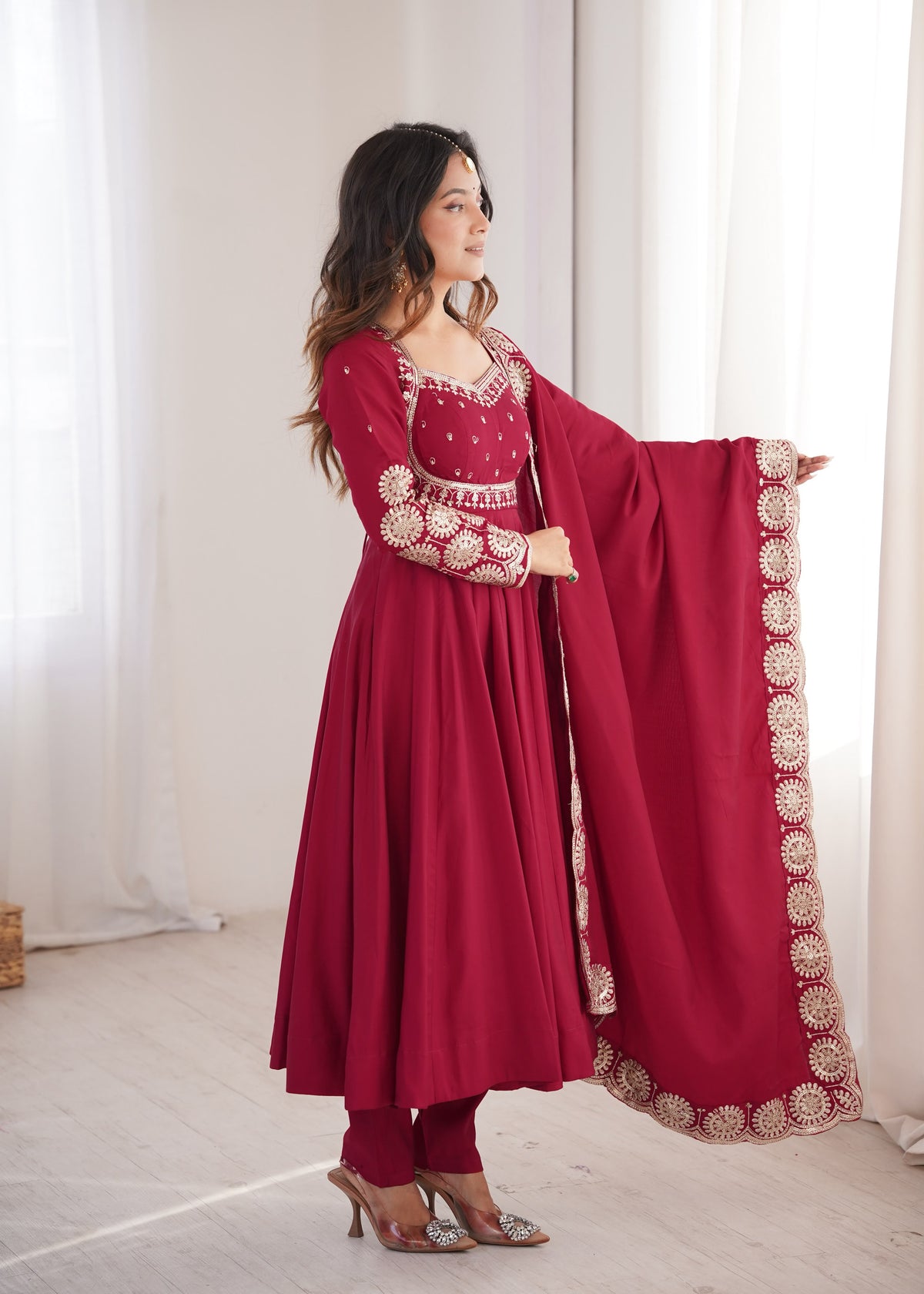 Karwa Chauth Embroidered Anarkali Set